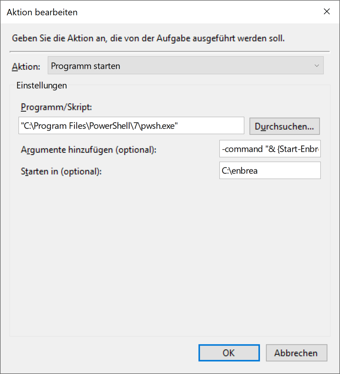 Programm starten